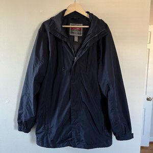 Navy Mens Eddie Bauer Weatheredge Waterproof Rain Parka with Hood - Tall L